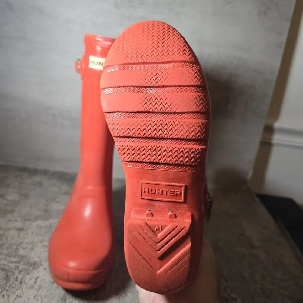 Hunter Original Girls Tall Rain Boots Orange Size 5.5Y UK 5